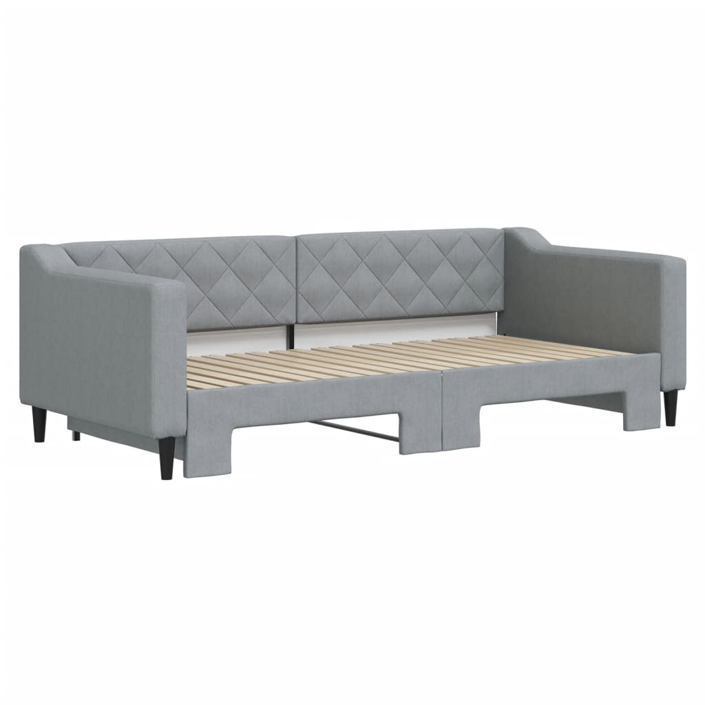Dnevni krevet na razvlačenje svjetlosivi 90 x 190 cm od tkanine