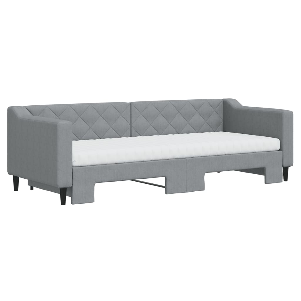 Dnevni krevet na razvlačenje svjetlosivi 80 x 200 cm od tkanine