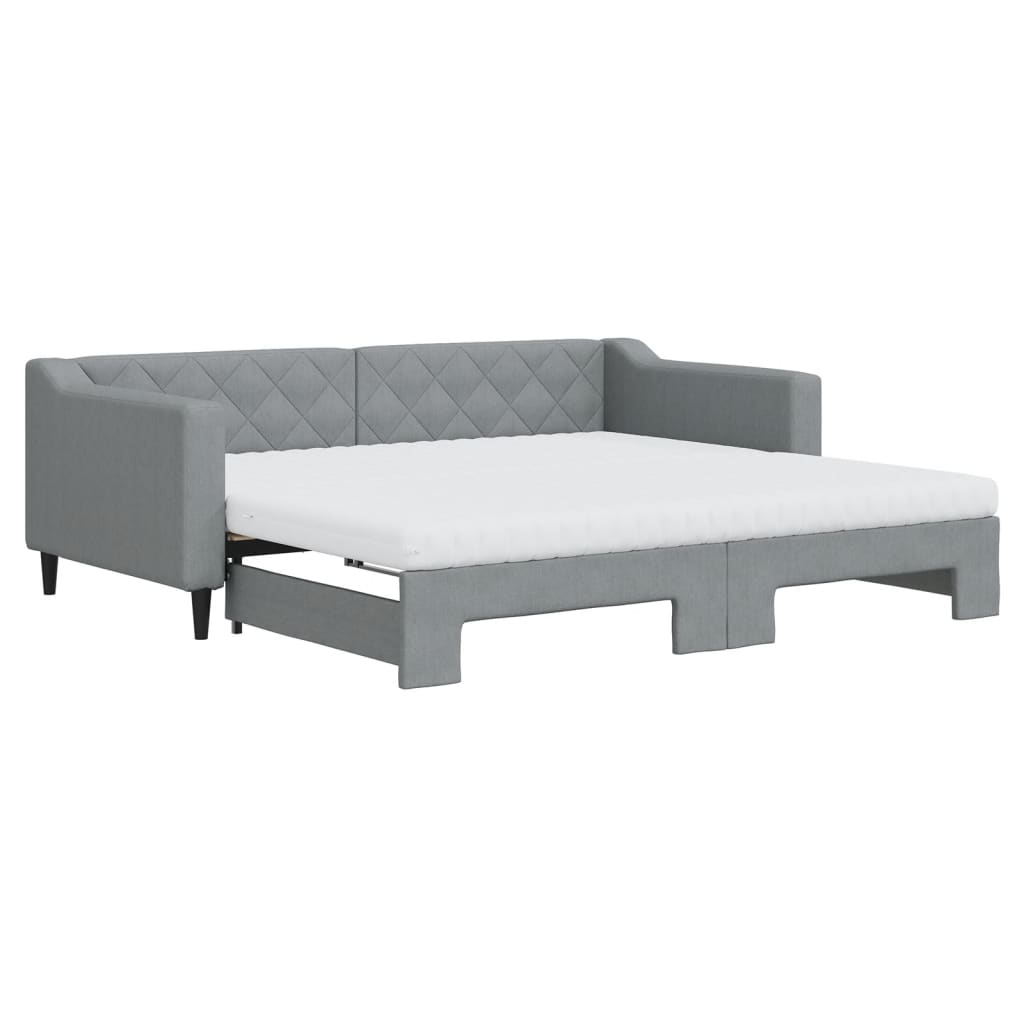 Dnevni krevet na razvlačenje svjetlosivi 90 x 190 cm od tkanine