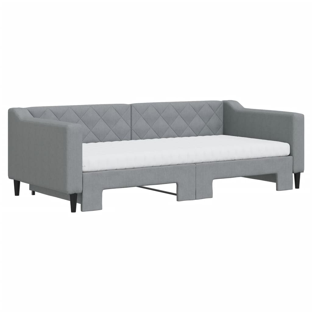 Dnevni krevet na razvlačenje svjetlosivi 90 x 190 cm od tkanine