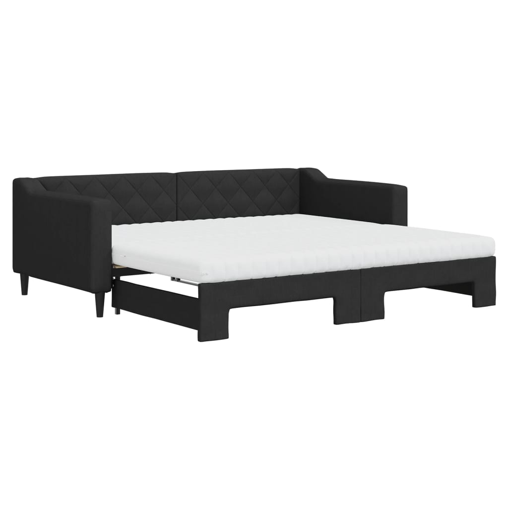 Dnevni krevet na razvlačenje crni 90 x 190 cm od tkanine
