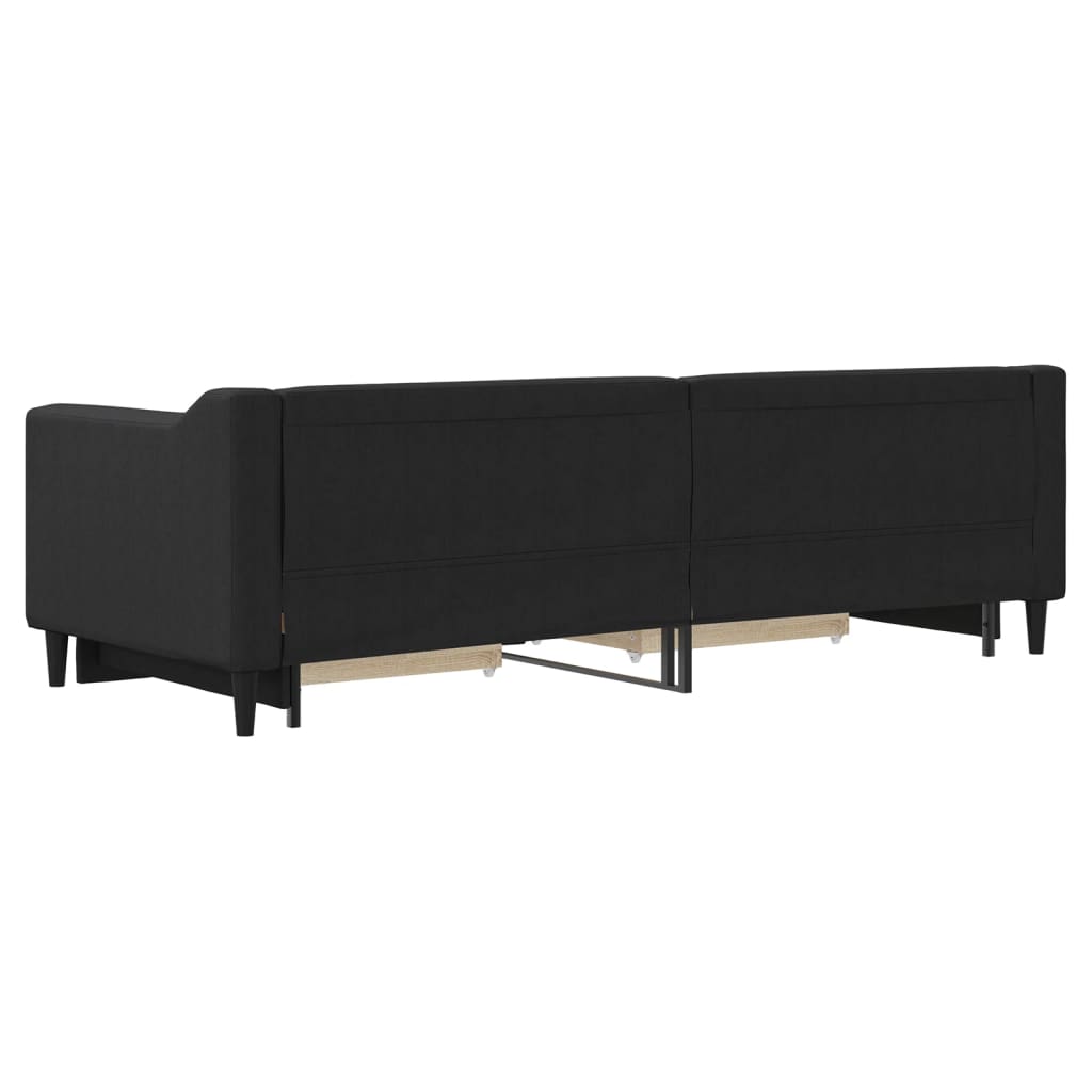 Dnevni krevet na razvlačenje s ladicama crni 80x200 cm tkanina