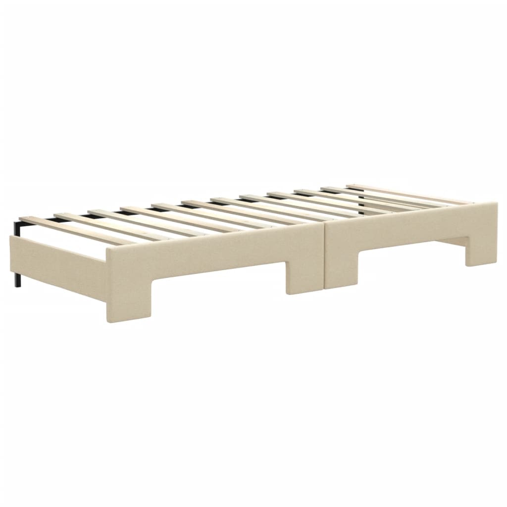 Dnevni krevet na razvlačenje s ladicama krem 80x200 cm tkanina