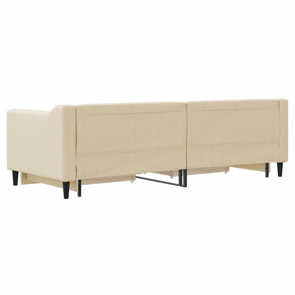 Dnevni krevet na razvlačenje s ladicama krem 80x200 cm tkanina