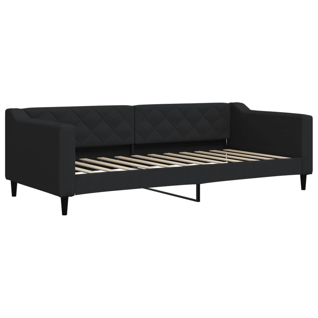 Dnevni krevet na razvlačenje s ladicama crni 90x200 cm tkanina