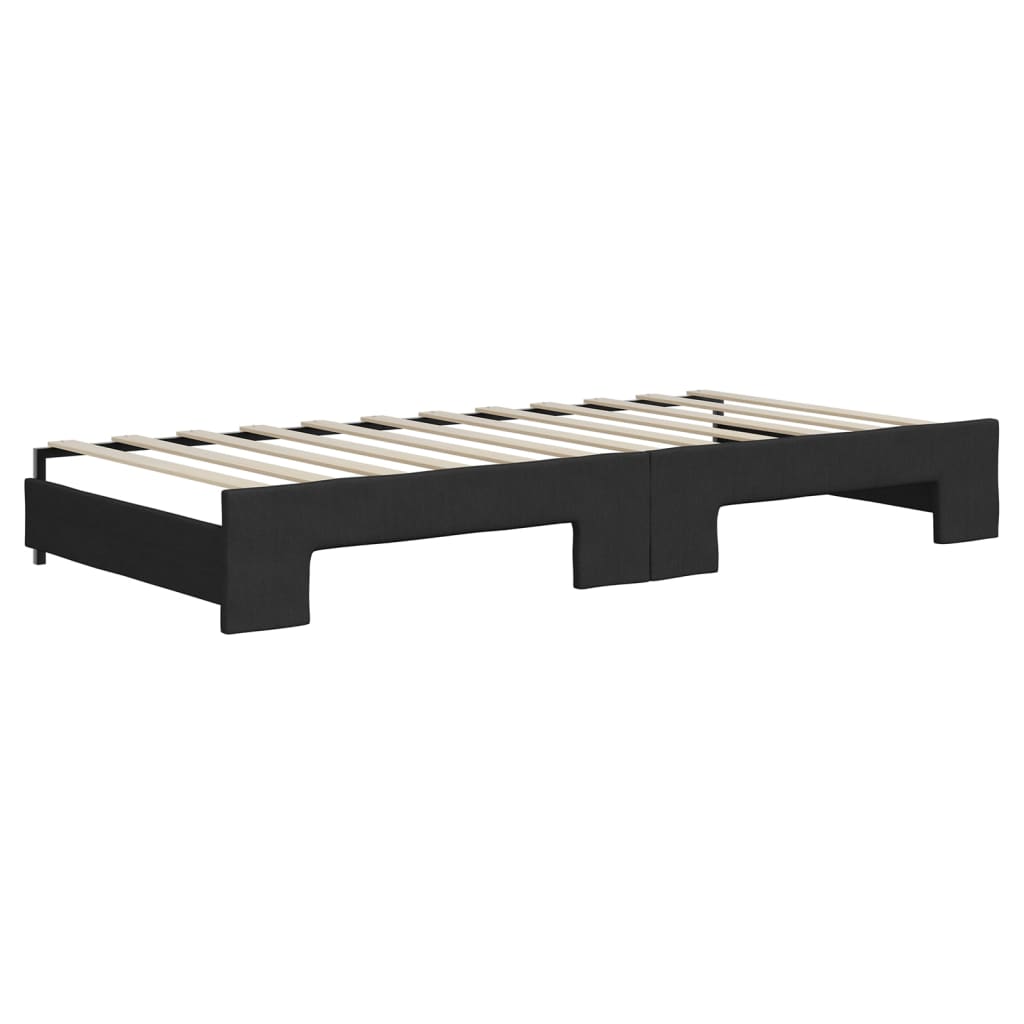 Dnevni krevet na razvlačenje s ladicama crni 90x200 cm tkanina