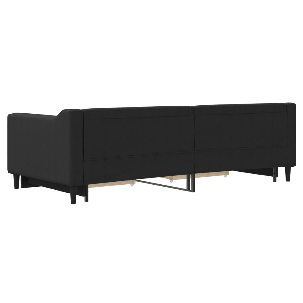 Dnevni krevet na razvlačenje s ladicama crni 90x200 cm tkanina