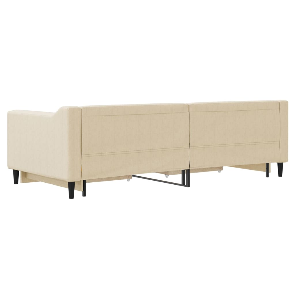 Dnevni krevet na razvlačenje s ladicama krem 90x200 cm tkanina
