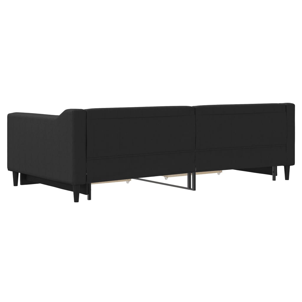 Dnevni krevet na razvlačenje s ladicama crni 100x200 cm tkanina