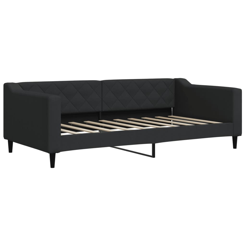 Dnevni krevet na razvlačenje s ladicama crni 90x190 cm tkanina