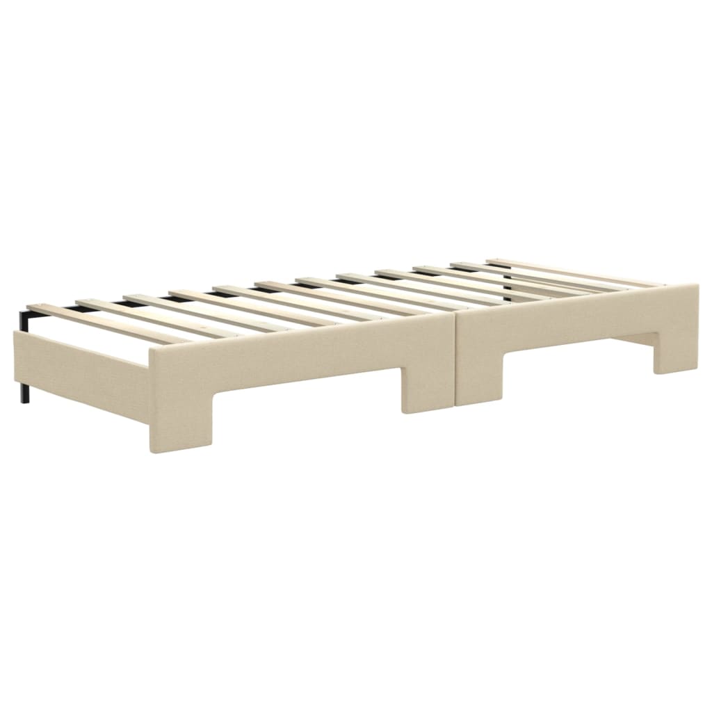 Dnevni krevet na razvlačenje s ladicama krem 80x200 cm tkanina