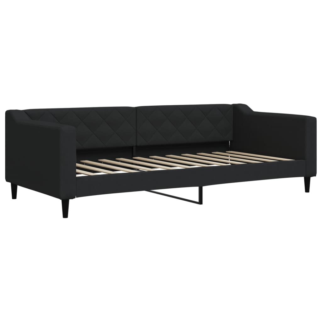 Dnevni krevet na razvlačenje s ladicama crni 90x200 cm tkanina