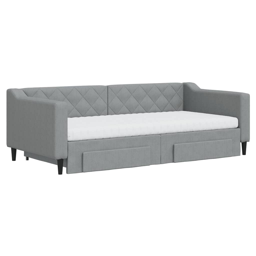 Dnevni krevet na razvlačenje svjetlosivi 90 x 190 cm od tkanine