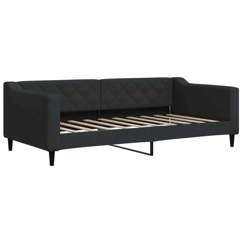 Dnevni krevet na razvlačenje s ladicama crni 90x190 cm tkanina
