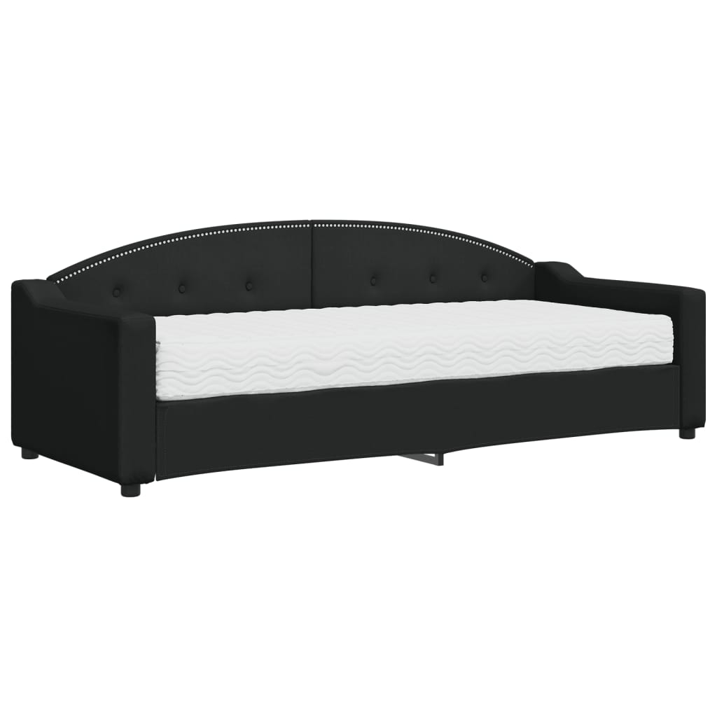 Dnevni krevet s madracem crni 80 x 200 cm od tkanine