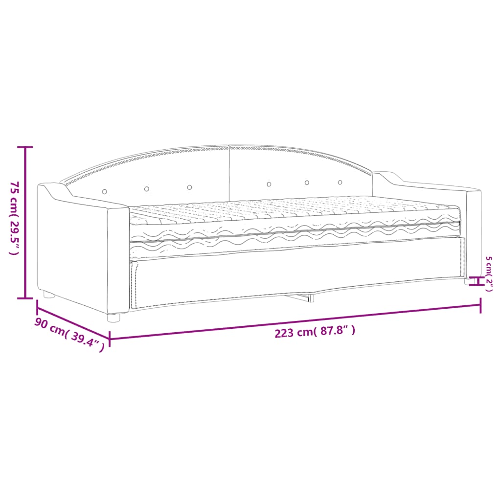 Dnevni krevet s madracem crni 80 x 200 cm od tkanine
