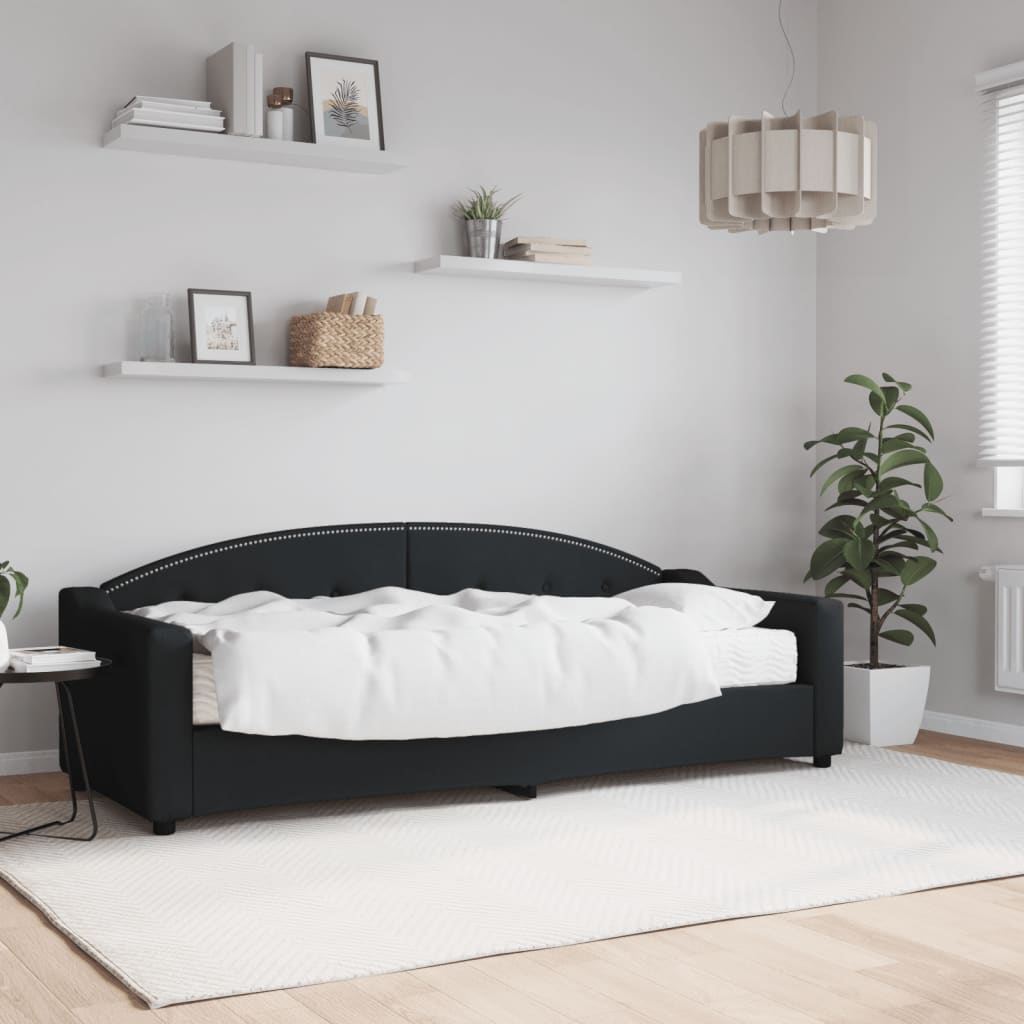 Dnevni krevet s madracem crni 80 x 200 cm od tkanine