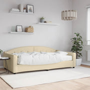 Dnevni krevet s madracem krem 100 x 200 cm od tkanine