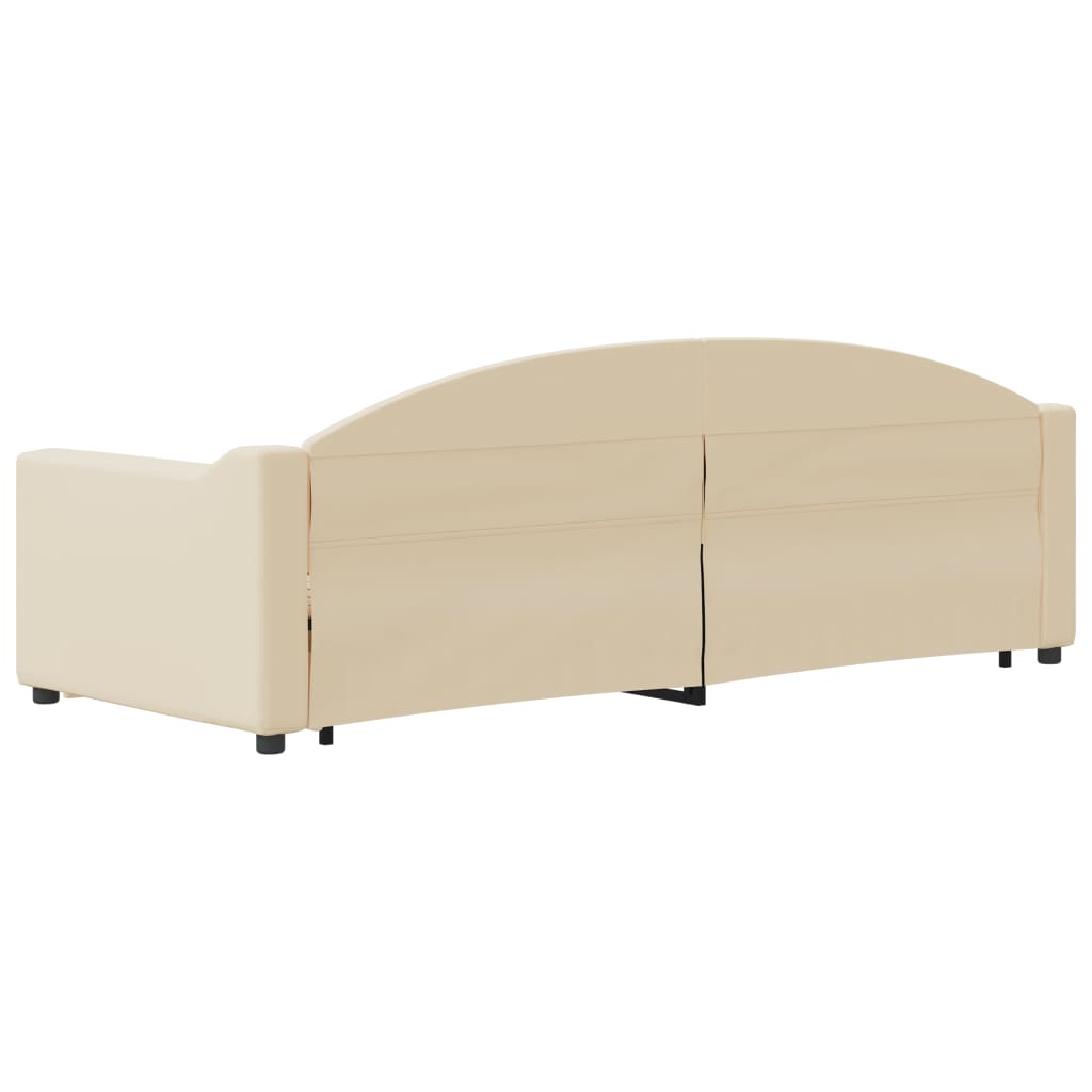Dnevni krevet na razvlačenje s ladicama krem 80x200 cm tkanina