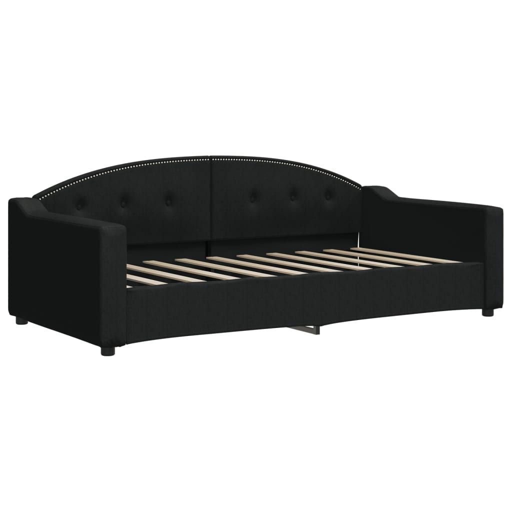 Dnevni krevet na razvlačenje s ladicama crni 90x190 cm tkanina