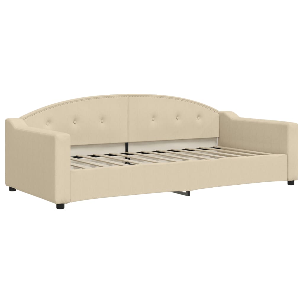 Dnevni krevet na razvlačenje s ladicama krem 90x200 cm tkanina