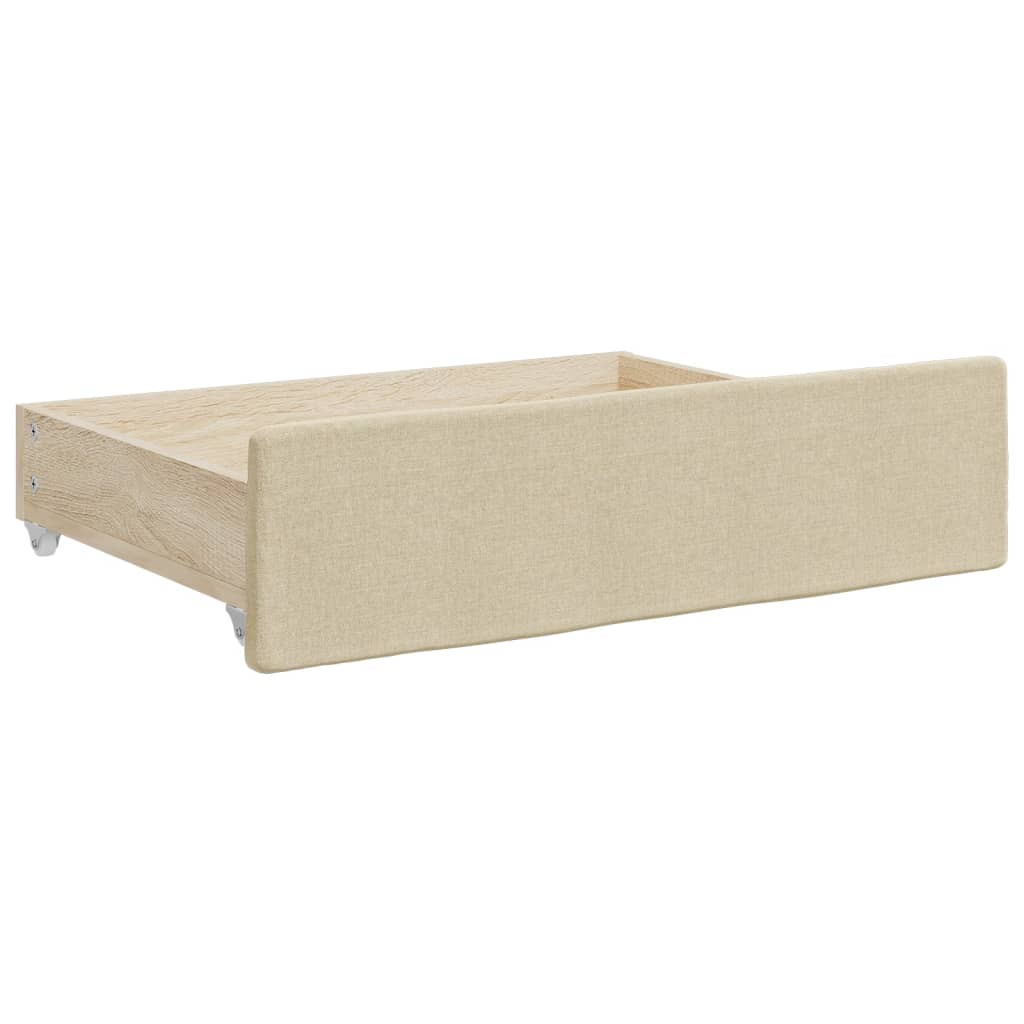 Dnevni krevet na razvlačenje s ladicama krem 100x200 cm tkanina