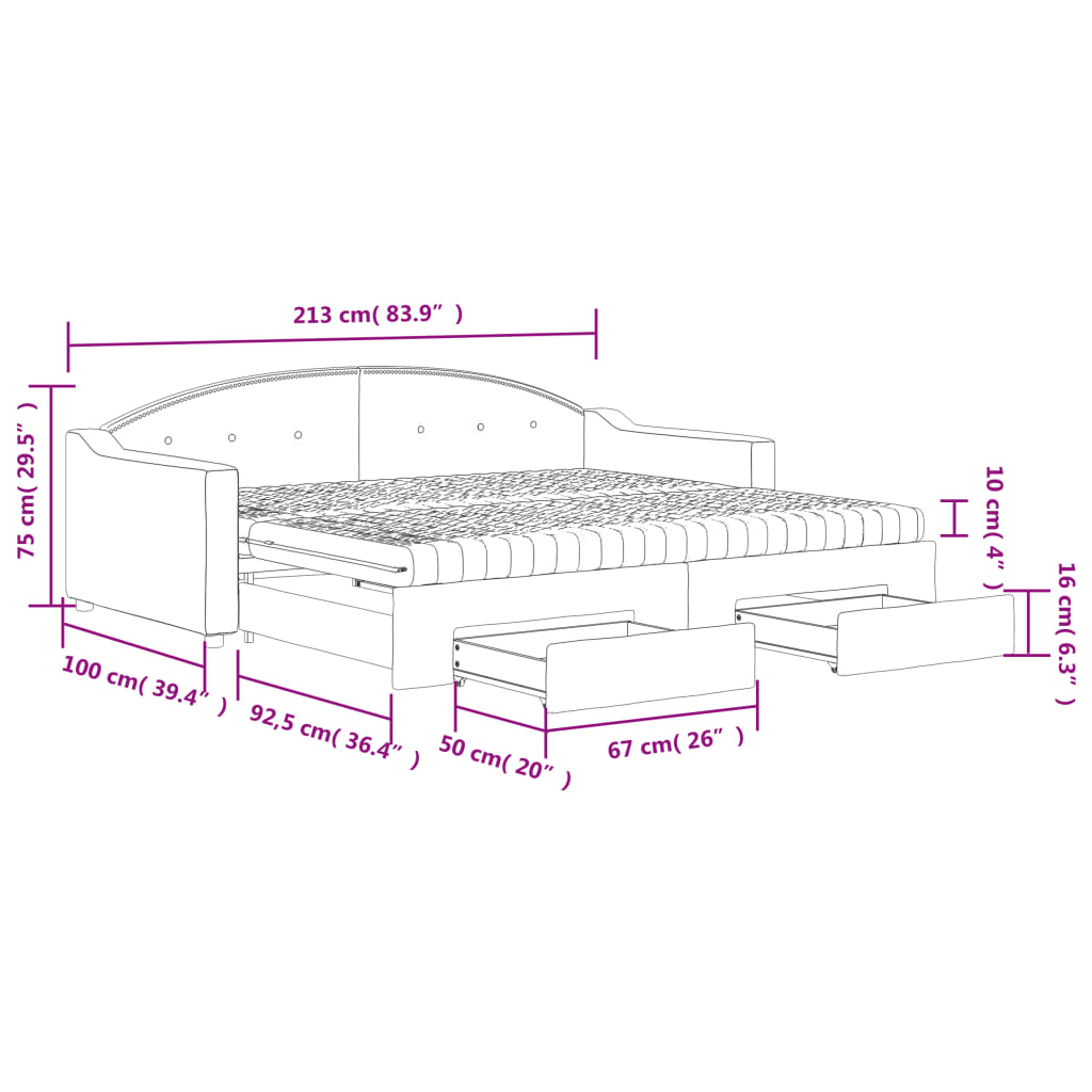 Dnevni krevet na razvlačenje svjetlosivi 90 x 190 cm od tkanine