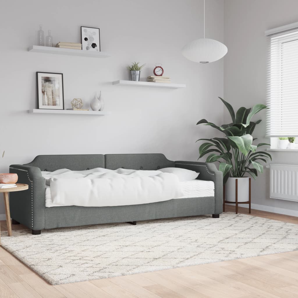 Dnevni krevet s madracem tamnosivi 80 x 200 cm od tkanine