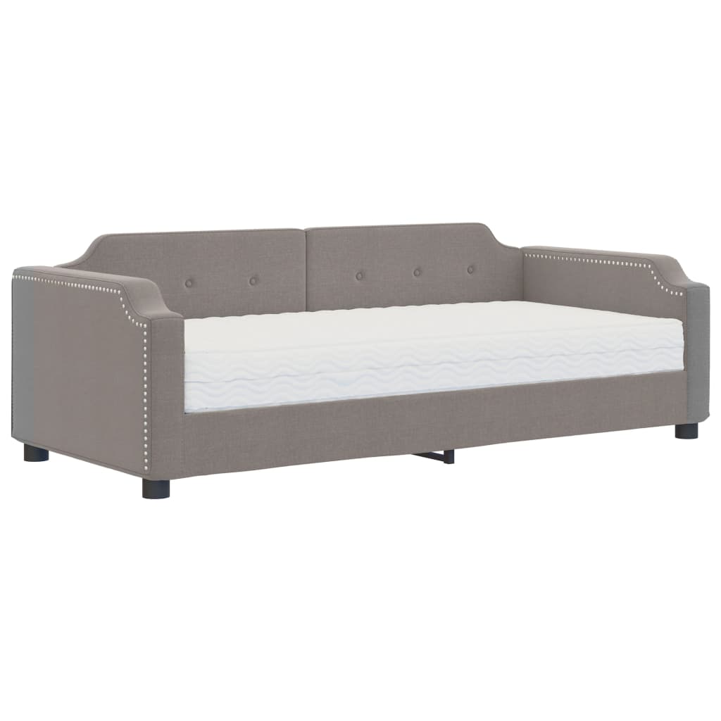 Dnevni krevet s madracem smeđesivi 80 x 200 cm od tkanine