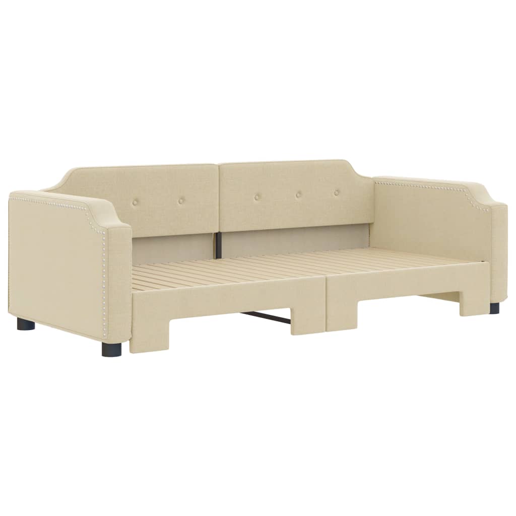 Dnevni krevet na razvlačenje krem 90 x 200 cm od tkanine