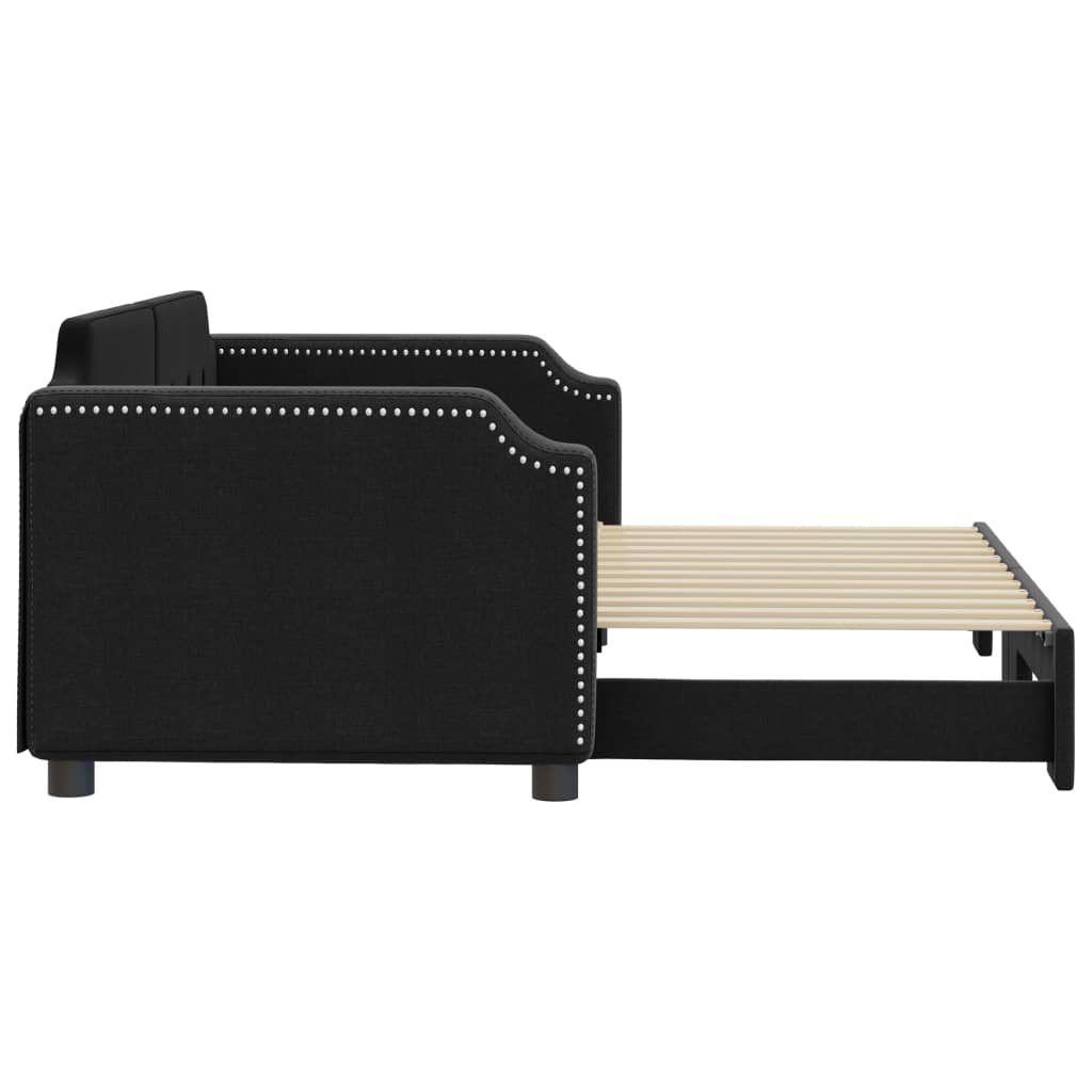 Dnevni krevet na razvlačenje crni 90 x 190 cm od tkanine