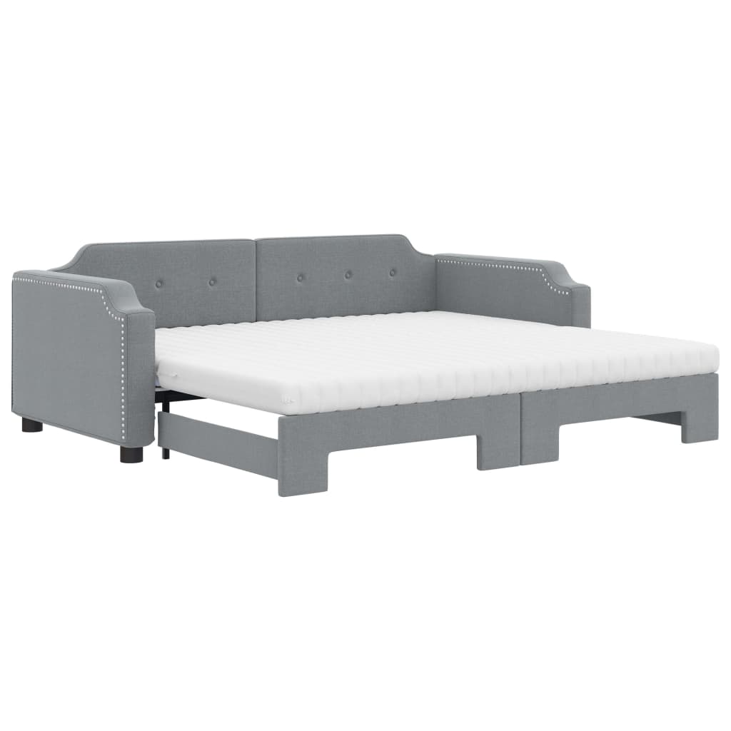 Dnevni krevet na razvlačenje svjetlosivi 90 x 190 cm od tkanine