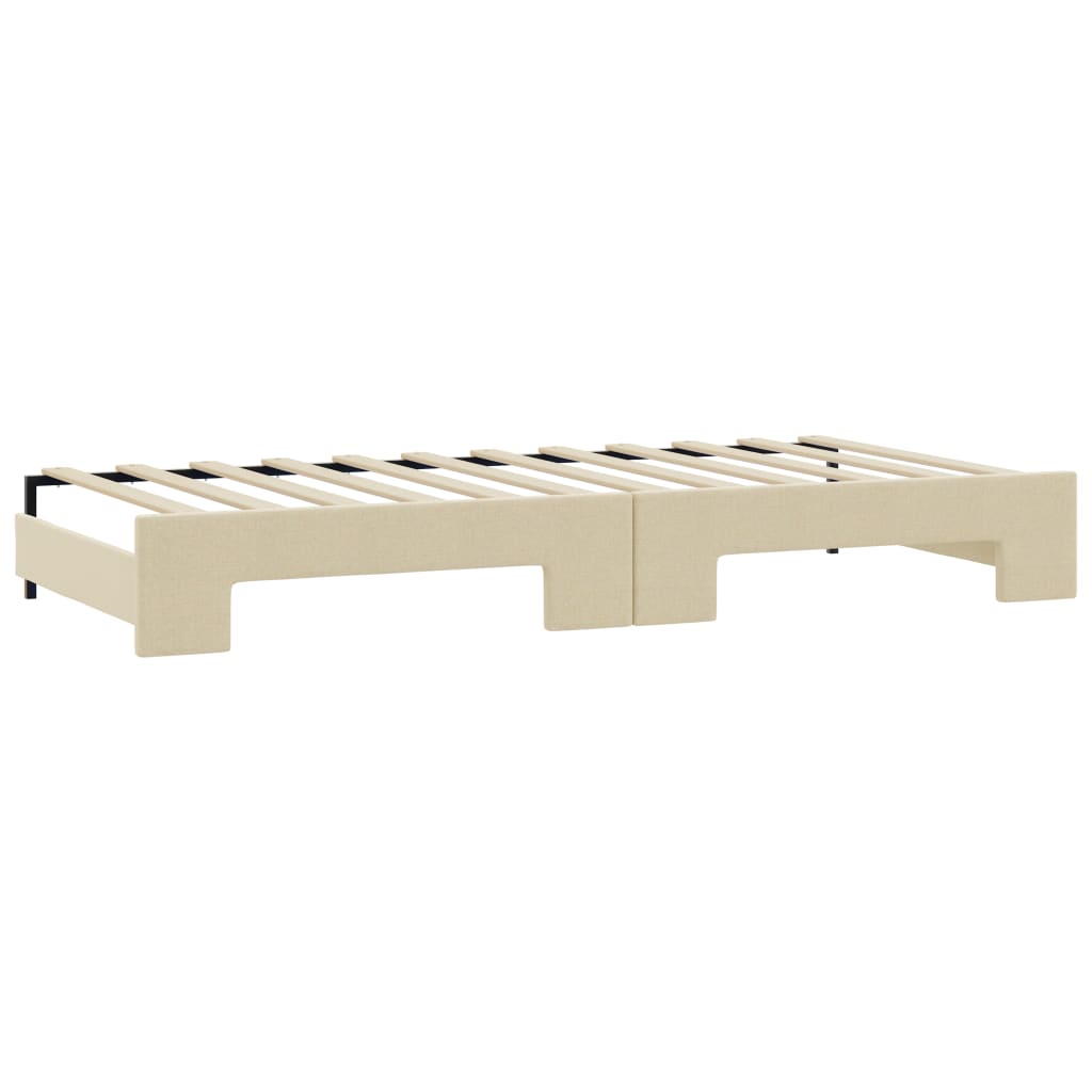 Dnevni krevet na razvlačenje s ladicama krem 80x200 cm tkanina