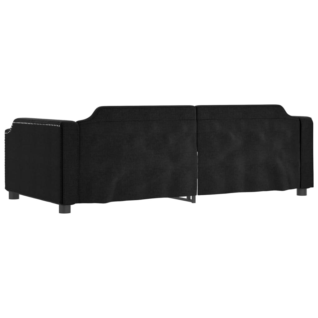 Dnevni krevet na razvlačenje s ladicama crni 90x200 cm tkanina
