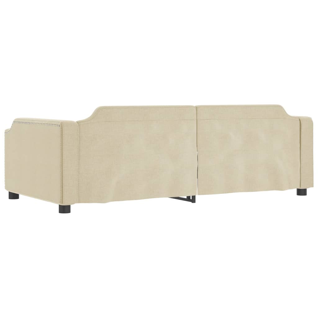 Dnevni krevet na razvlačenje s ladicama krem 90x200 cm tkanina