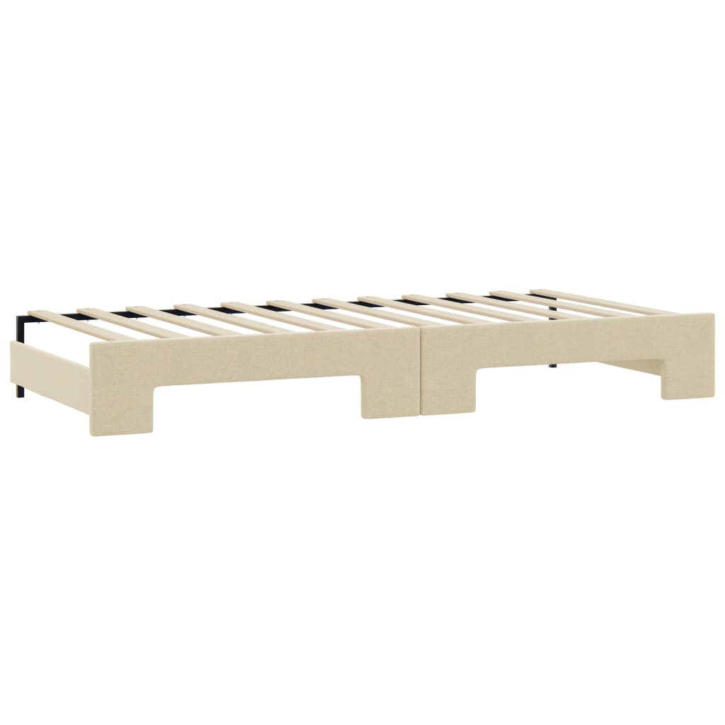 Dnevni krevet na razvlačenje s ladicama krem 100x200 cm tkanina
