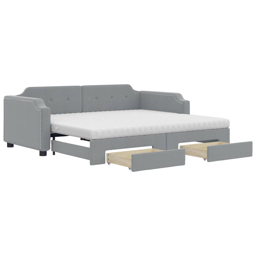 Dnevni krevet na razvlačenje svjetlosivi 80 x 200 cm od tkanine