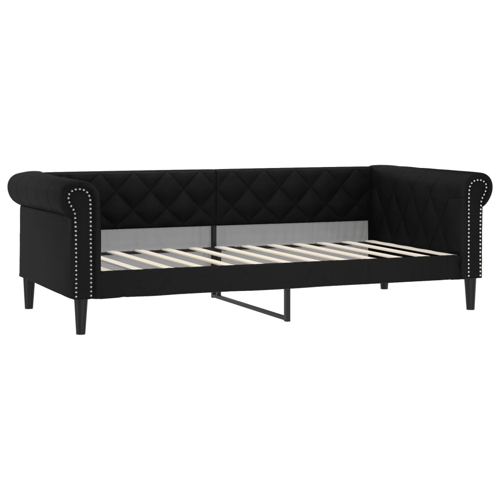 Dnevni krevet s madracem crni 90 x 200 cm od umjetne kože