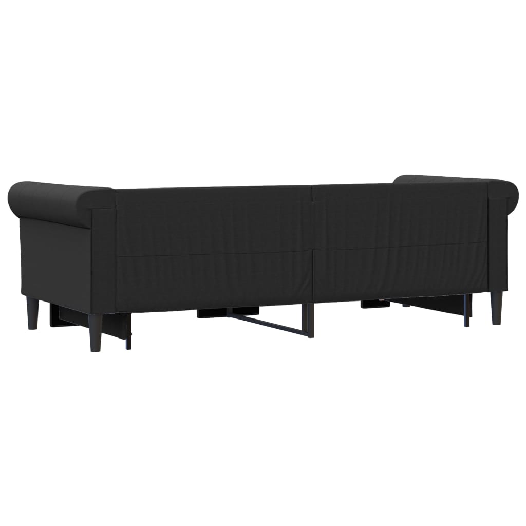 Dnevni krevet na razvlačenje crni 90 x 200 cm od umjetne kože