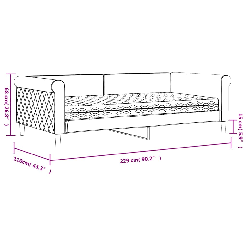 Dnevni krevet s madracem žuti 100 x 200 cm baršunasti