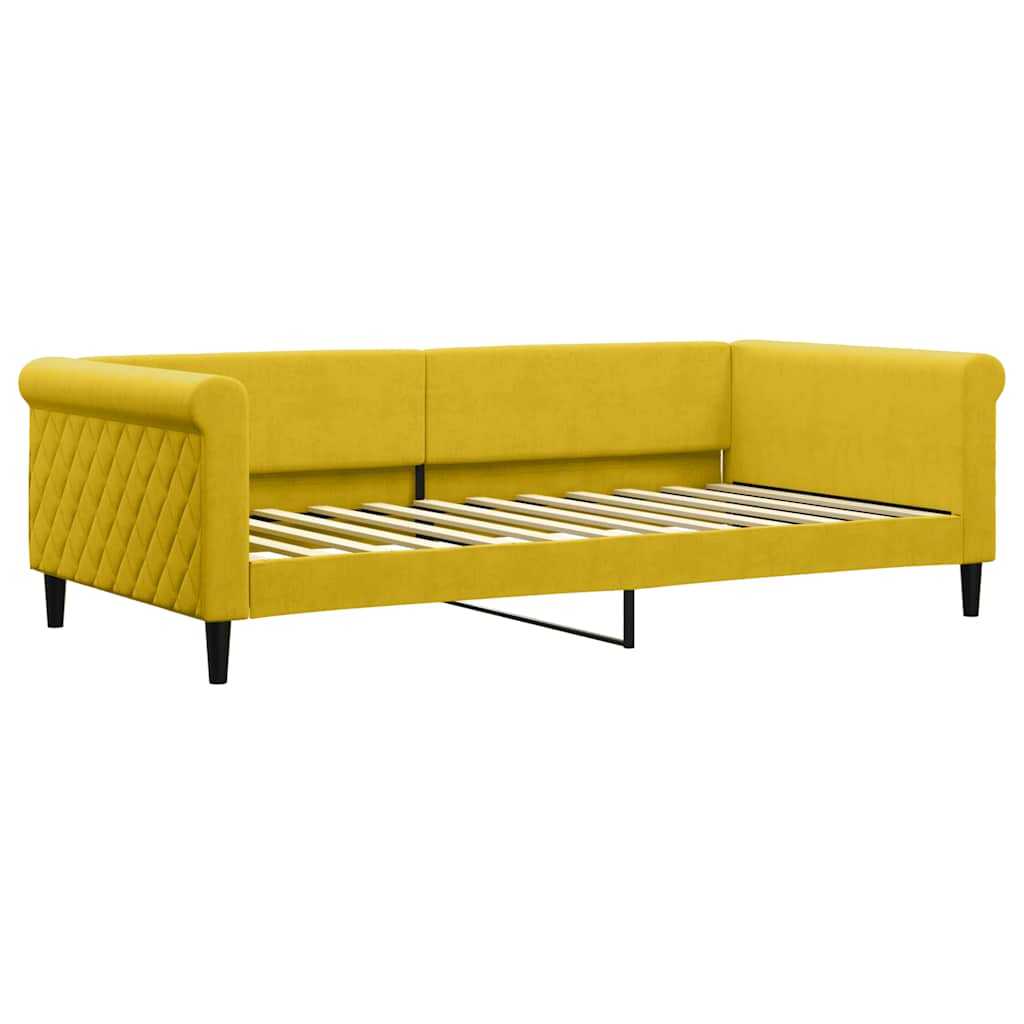 Dnevni krevet s madracem žuti 100 x 200 cm baršunasti