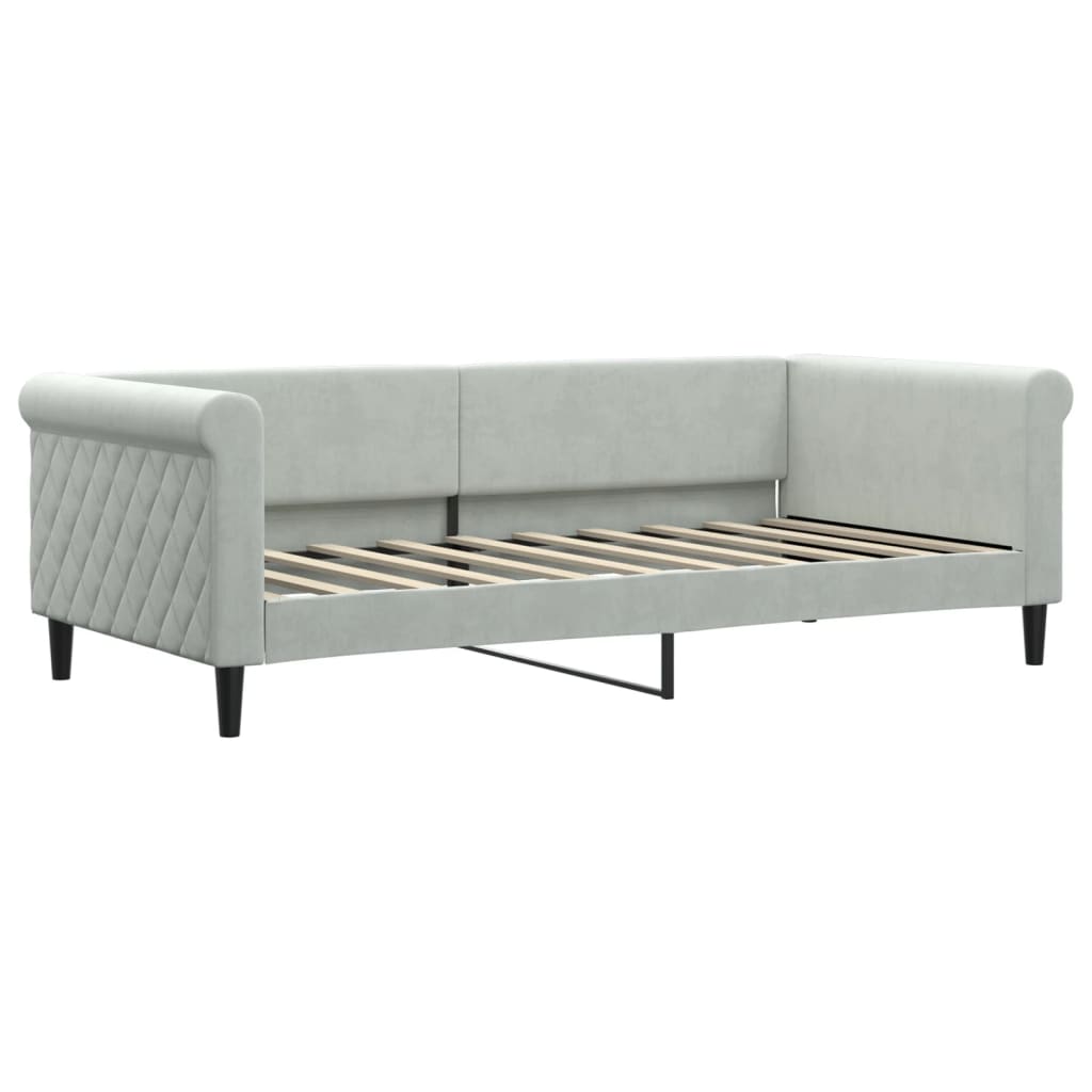 Dnevni krevet s madracem svjetlosivi 90 x 190 cm baršunasti