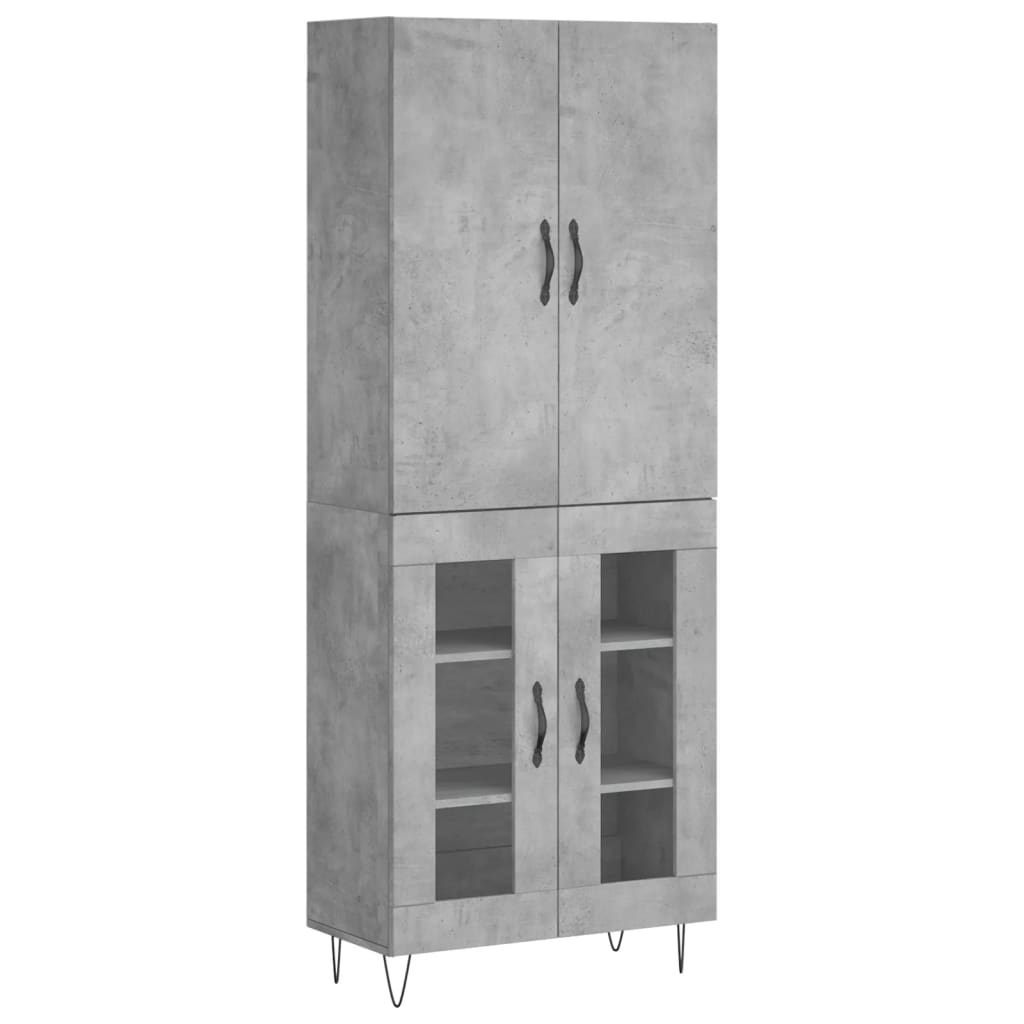 Visoka komoda siva betona 69,5x34x180 cm od konstruiranog drva