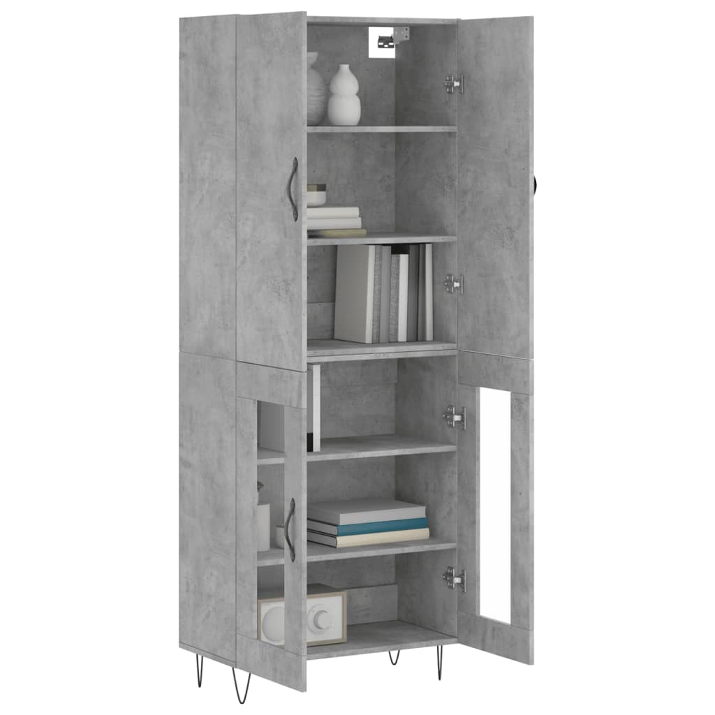 Visoka komoda siva betona 69,5x34x180 cm od konstruiranog drva