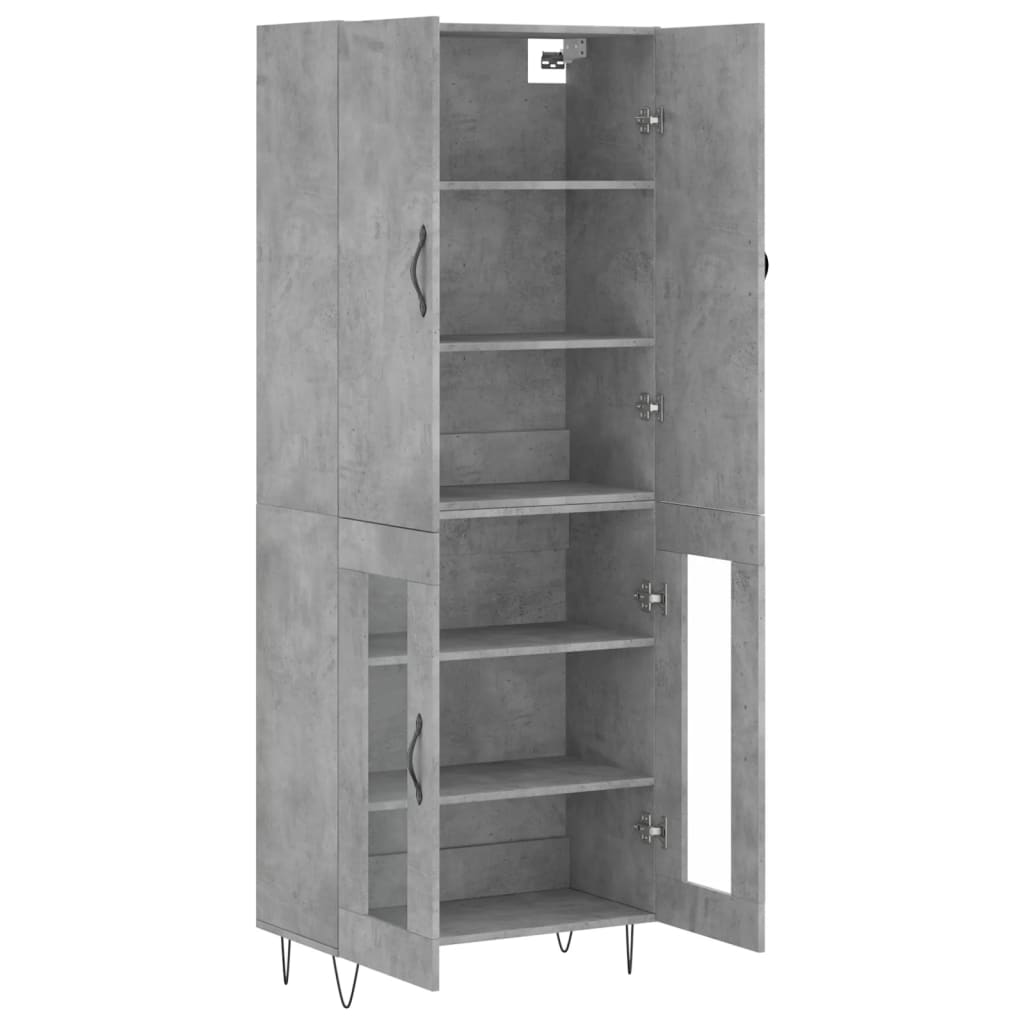 Visoka komoda siva betona 69,5x34x180 cm od konstruiranog drva