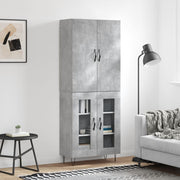 Visoka komoda siva betona 69,5x34x180 cm od konstruiranog drva