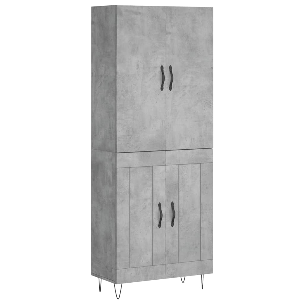 Visoka komoda siva betona 69,5x34x180 cm od konstruiranog drva