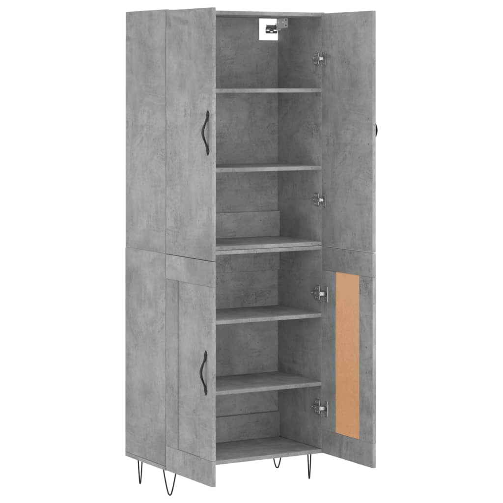 Visoka komoda siva betona 69,5x34x180 cm od konstruiranog drva
