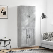 Visoka komoda siva betona 69,5x34x180 cm od konstruiranog drva
