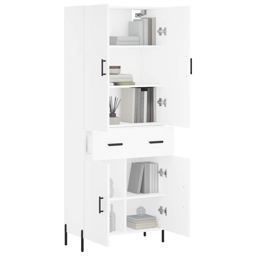 Visoka komoda bijela 69,5x34x180 cm konstruirano drvo